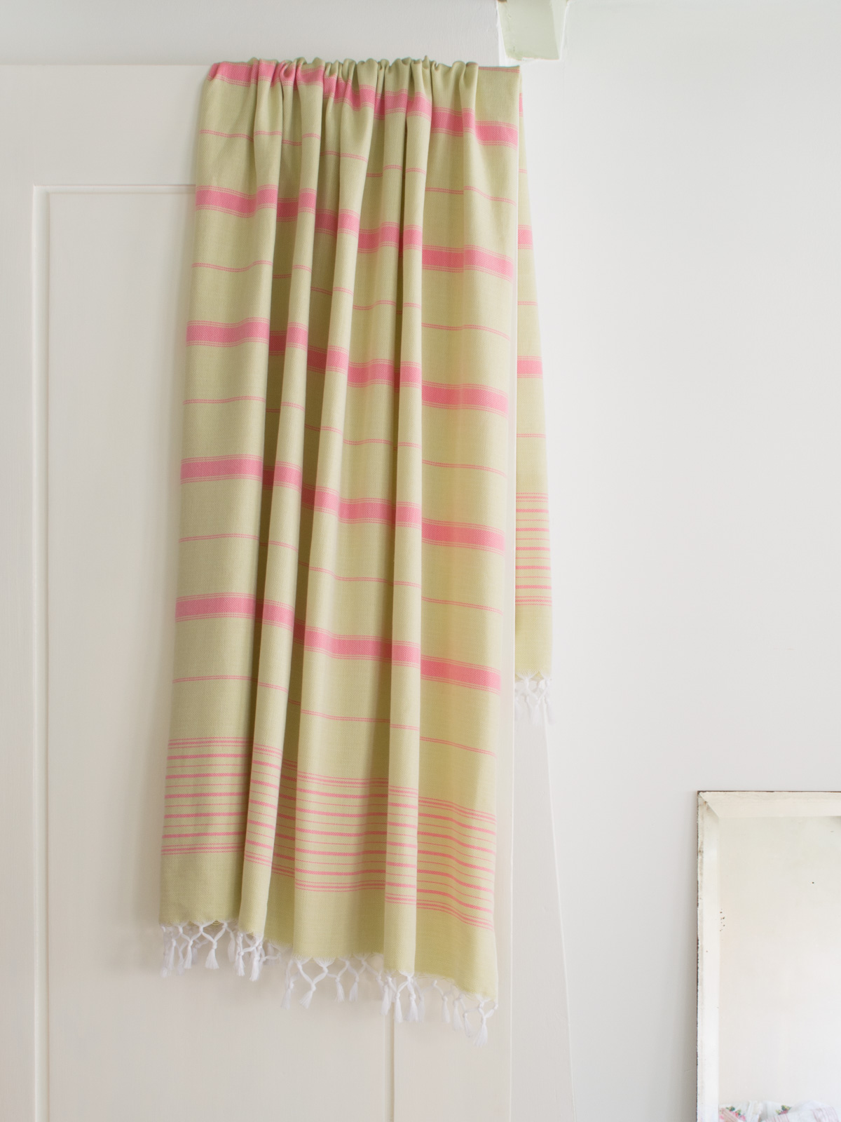 asciugamano hammam verde lime/rosa silvestre 170x100cm